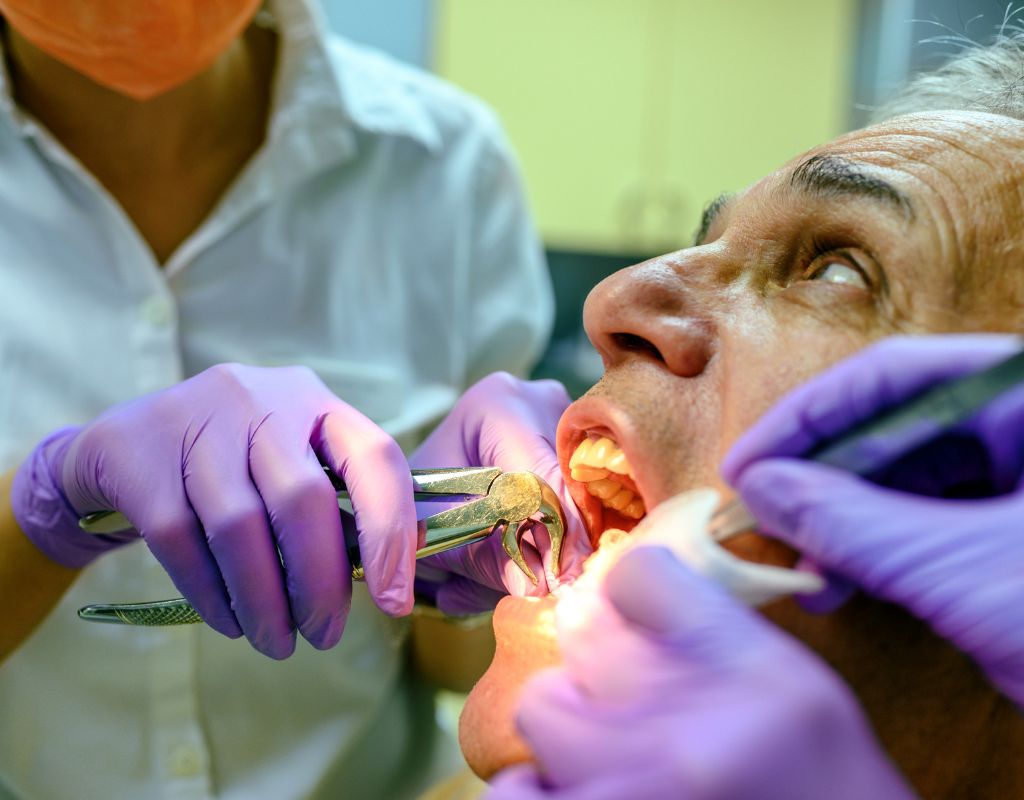 Close-up of a patient's mouth and teeth